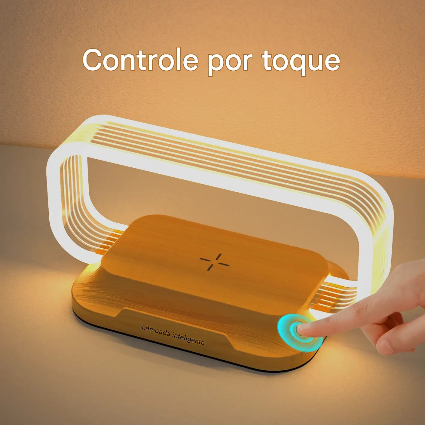Luminária de Mesa LED com Carregador Sem Fio 10W e Porta USB