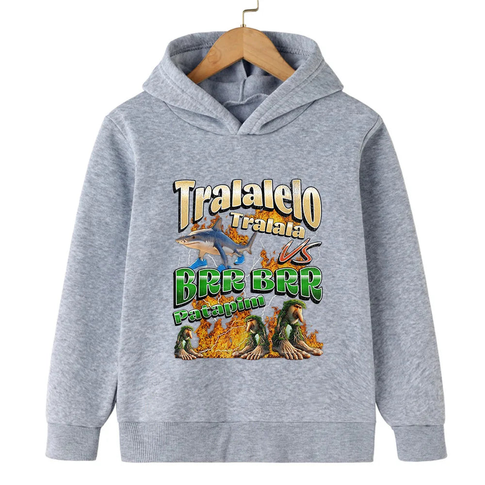 Moletom Infantil com Capuz | Estampa Italian Brainrot | Personagens 2D | Outono/Inverno