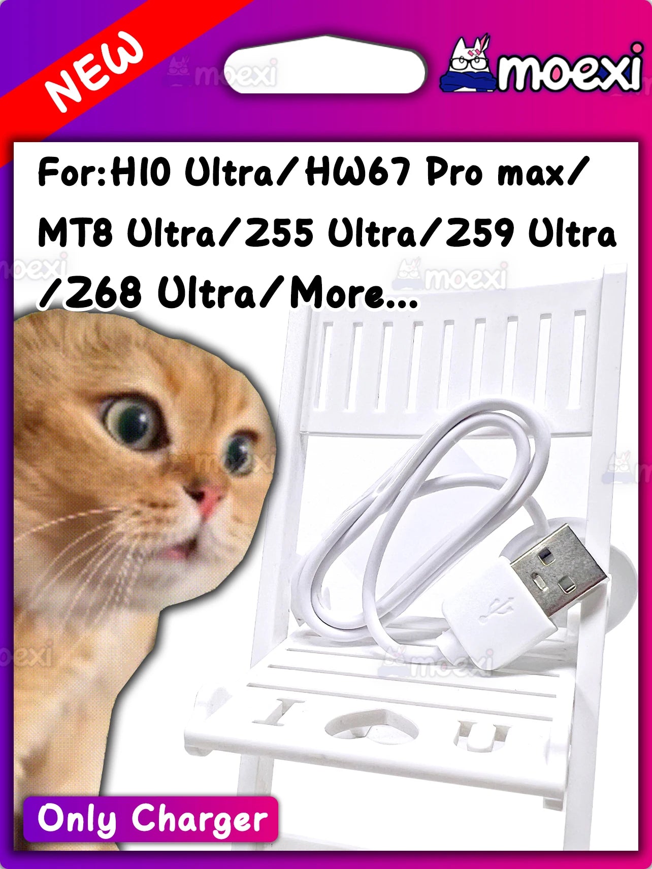 Carregador para Smartwatch - Cabo USB para H10 Ultra, HW67, MT8 Ultra, Z55, Z59, Z68