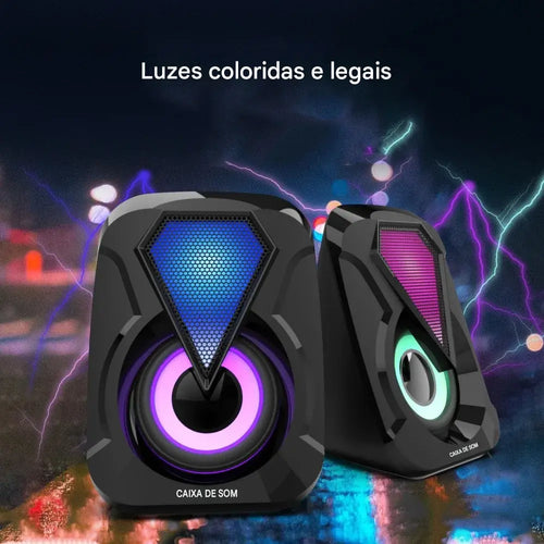 Caixa de Som para PC com Subwoofer e LED RGB | USB | 6W