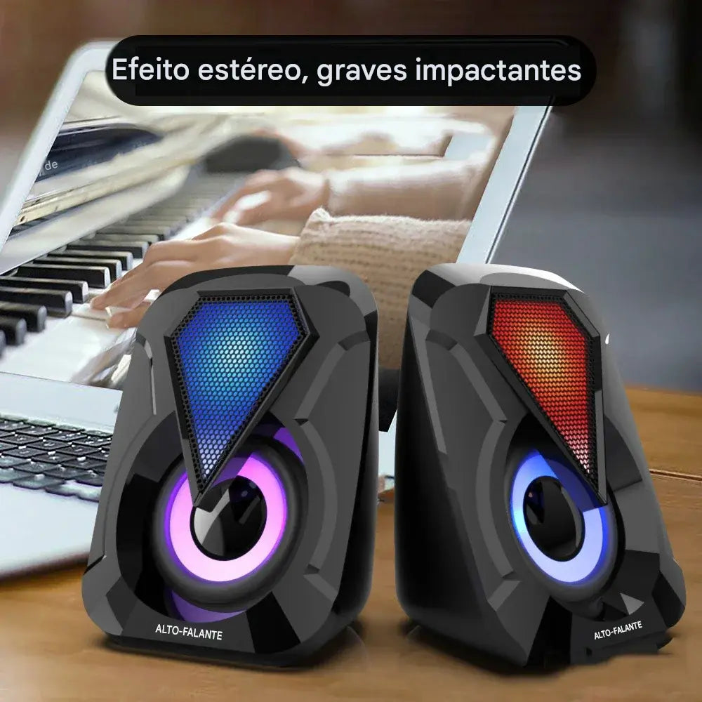 Caixa de Som para PC com Subwoofer e LED RGB | USB | 6W