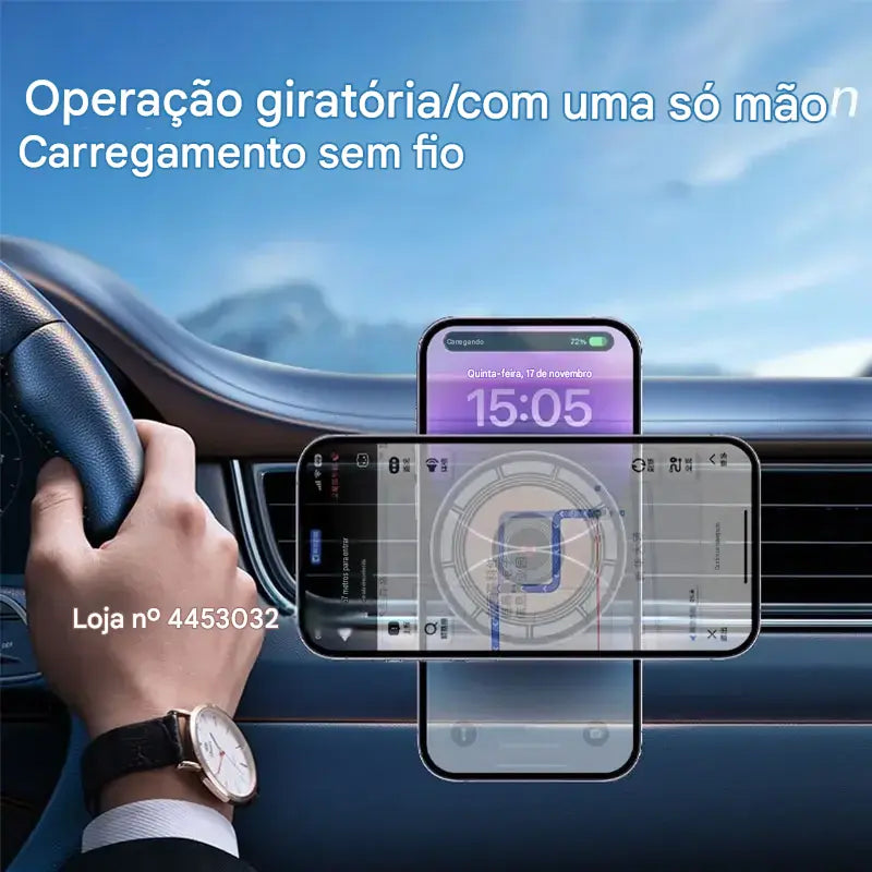 Carregador Wireless 15W para Audi A6 C7 A7 4G8 2012-2018 - Suporte Magnético Rotativo
