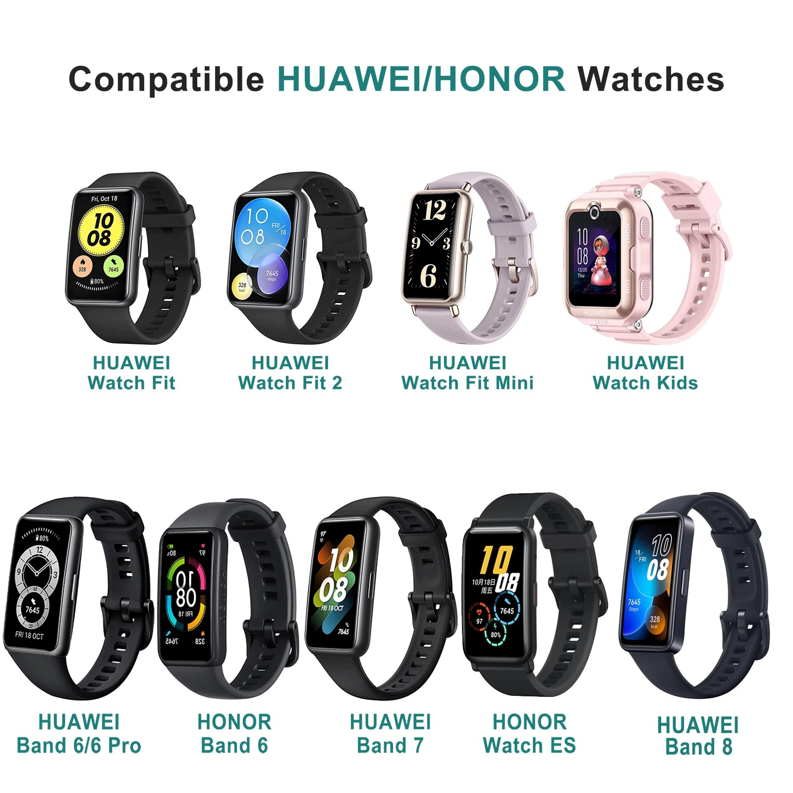 Carregador para Smartwatch Huawei e Honor - Cabo USB para Band 8, 7, 6 Pro, Watch Fit 2