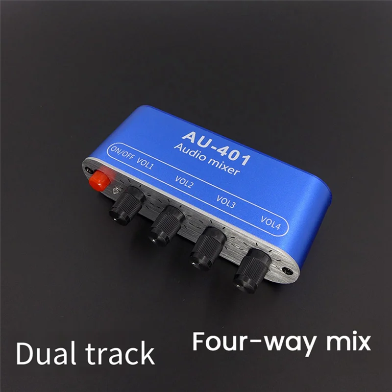 Mixer de Áudio Estéreo AU-401 - 4 Entradas 1 Saída DC 5V-12V DIY
