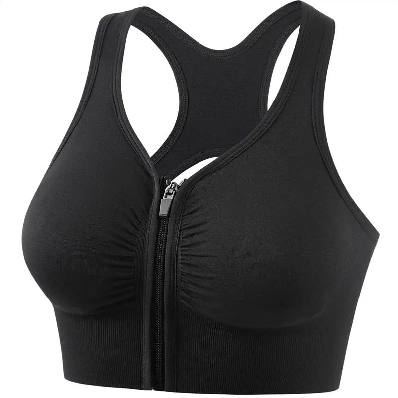 Top Esportivo Feminino com Zíper Frontal – Sutiã Yoga Academia Fitness