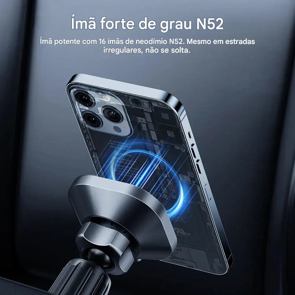 Carregador Veicular Magnético Toocki 15W - Suporte Wireless Saída de Ar iPhone 15 14 13 12 Pro Max