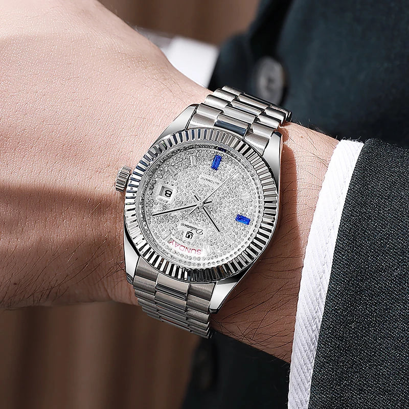 Relógio Business Style Automático 41mm - Mecânico 3ATM Calendário Completo Luxo