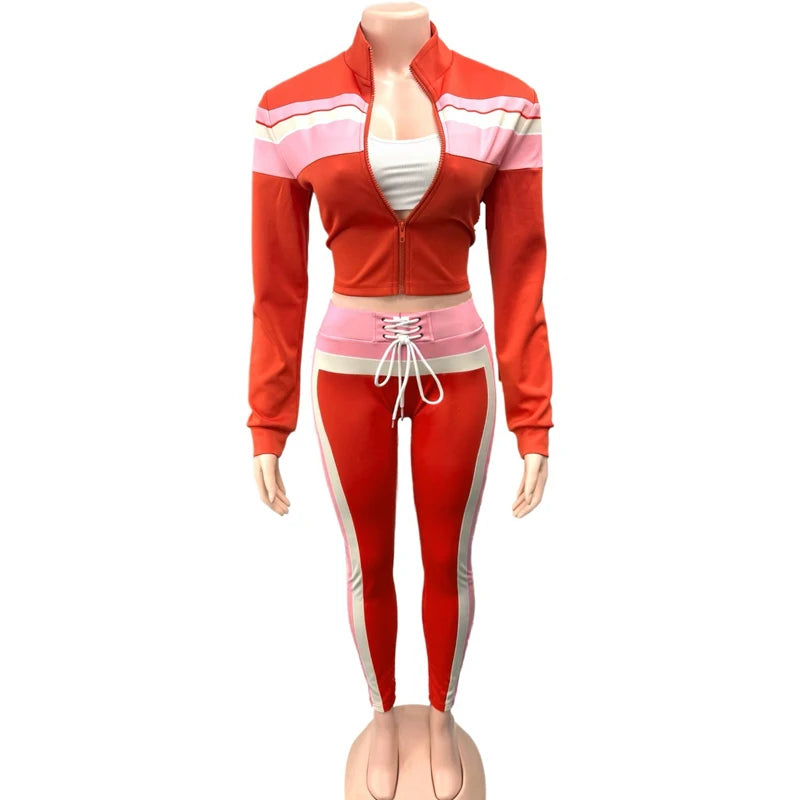 Conjunto Esportivo Feminino 2 Peças - Jaqueta com Zíper e Calça Fitness Academia