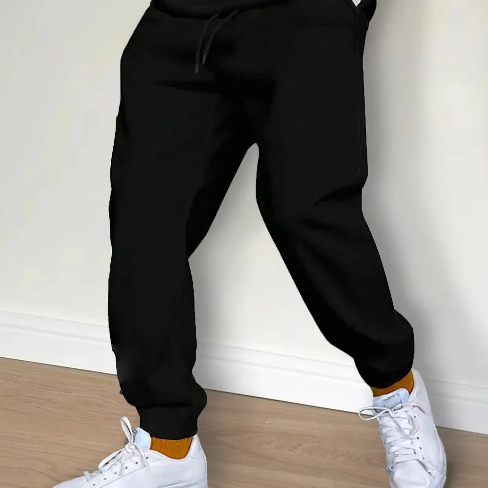 Calça Masculina Moletom Fleece - Calça Jogging Inverno Cordão Bolsos Academia Corrida Casual