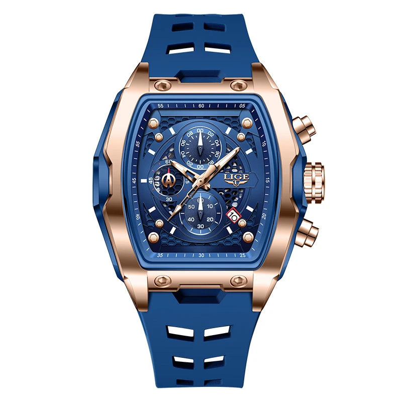 Relógio LIGE Silicone Sport Cronógrafo - Quartzo 3ATM Luminoso Data Automática