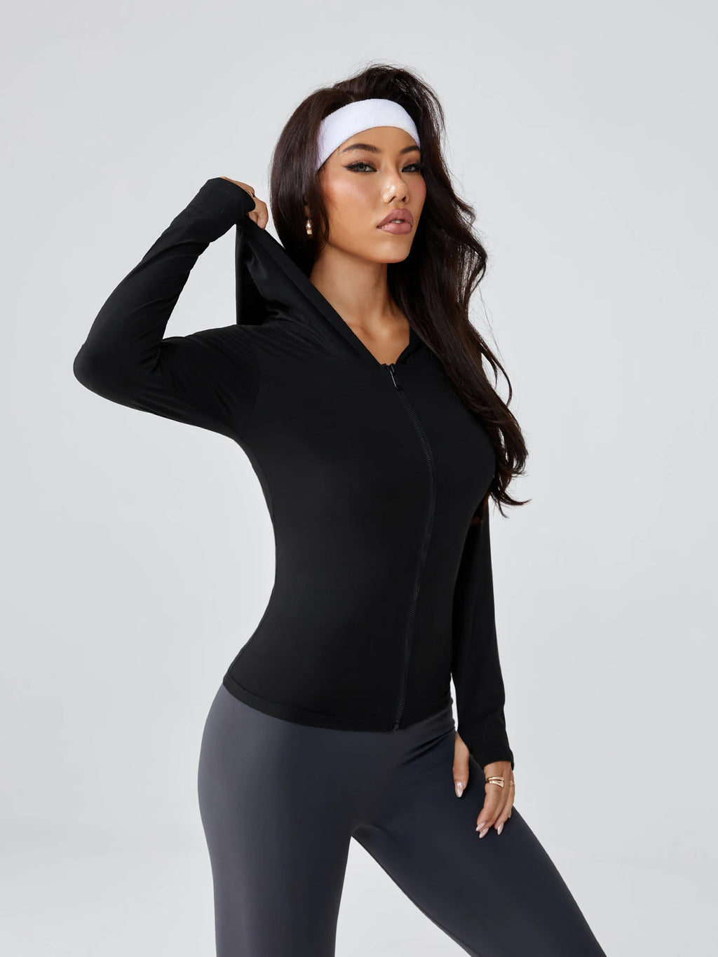 Moletom Feminino Slim-Fit com Capuz – Activewear Yoga Cintura Marcada