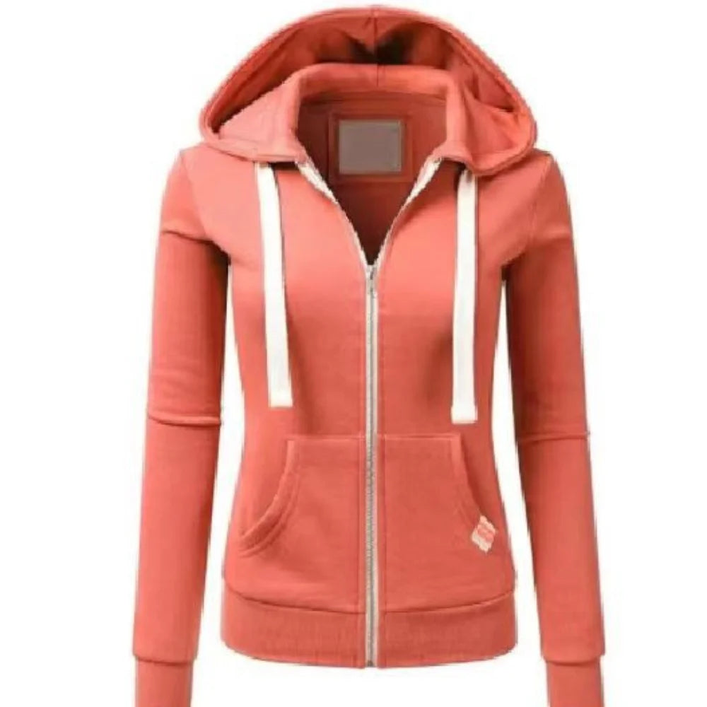 Moletom Feminino com Capuz e Zíper – Streetwear Casual Outono Inverno