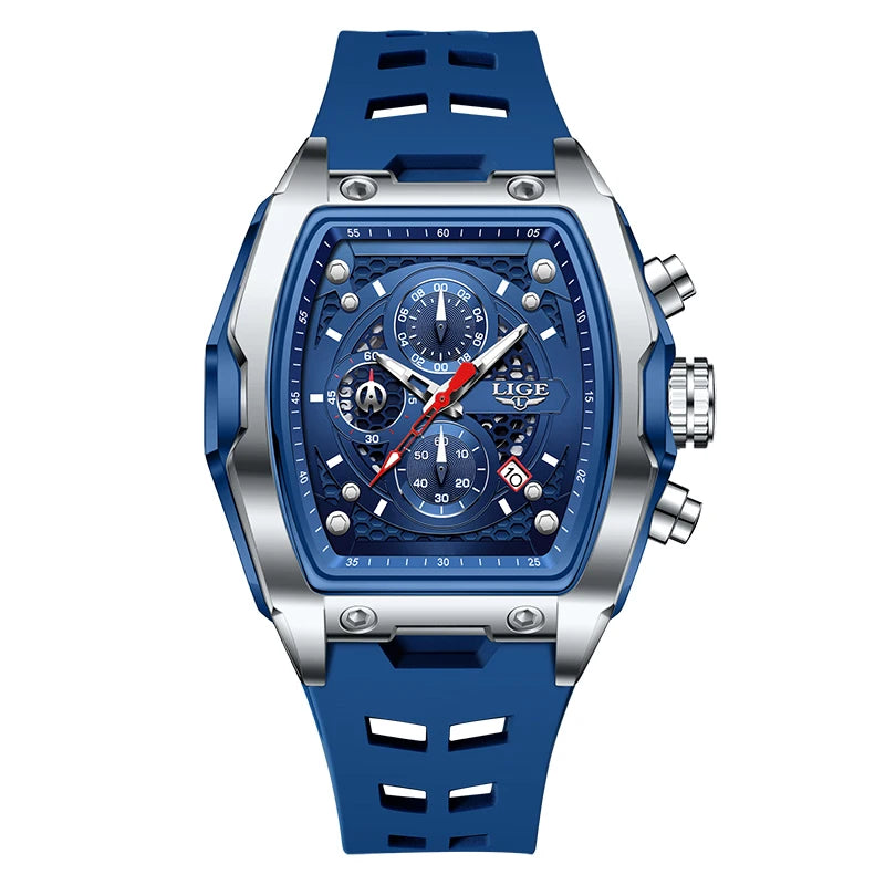 Relógio LIGE Silicone Sport Cronógrafo - Quartzo 3ATM Luminoso Data Automática