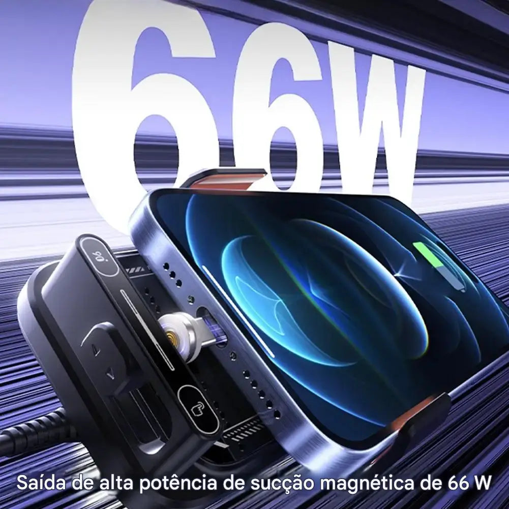 Carregador Veicular Wireless 15W com Sensor Infravermelho - Fixação Automática Rotação Um Toque