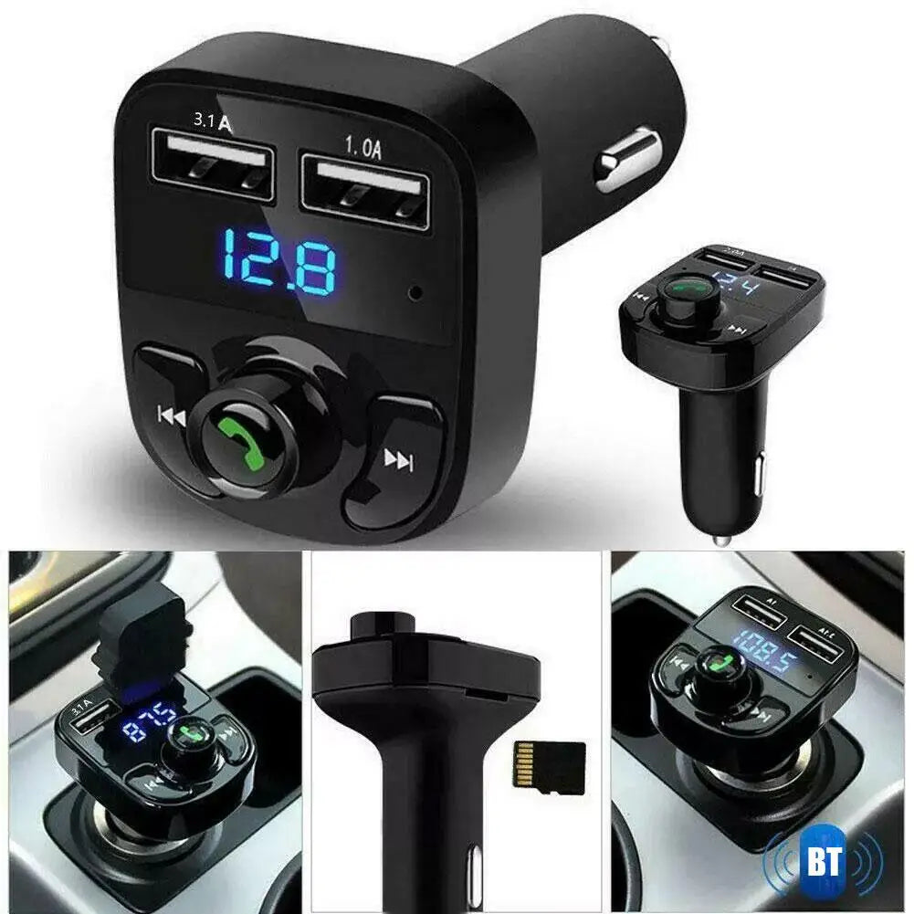 Transmissor FM Bluetooth Veicular com Carregador USB - Viva-Voz MP3 Player