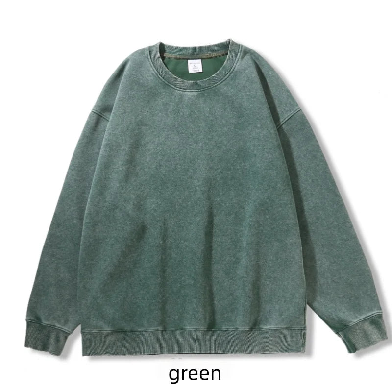 Moletom Washed Vintage Y2K Unissex – Algodão Oversized Gola Redonda