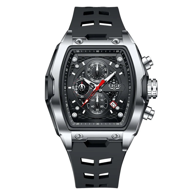 Relógio LIGE Silicone Sport Cronógrafo - Quartzo 3ATM Luminoso Data Automática