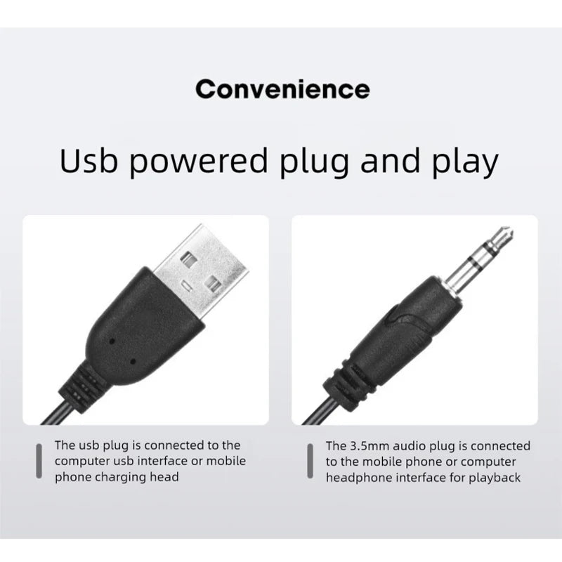 Caixa de Som USB SUOLIQI - 2 Alto-falantes Estéreo para PC Desktop Notebook e Celular