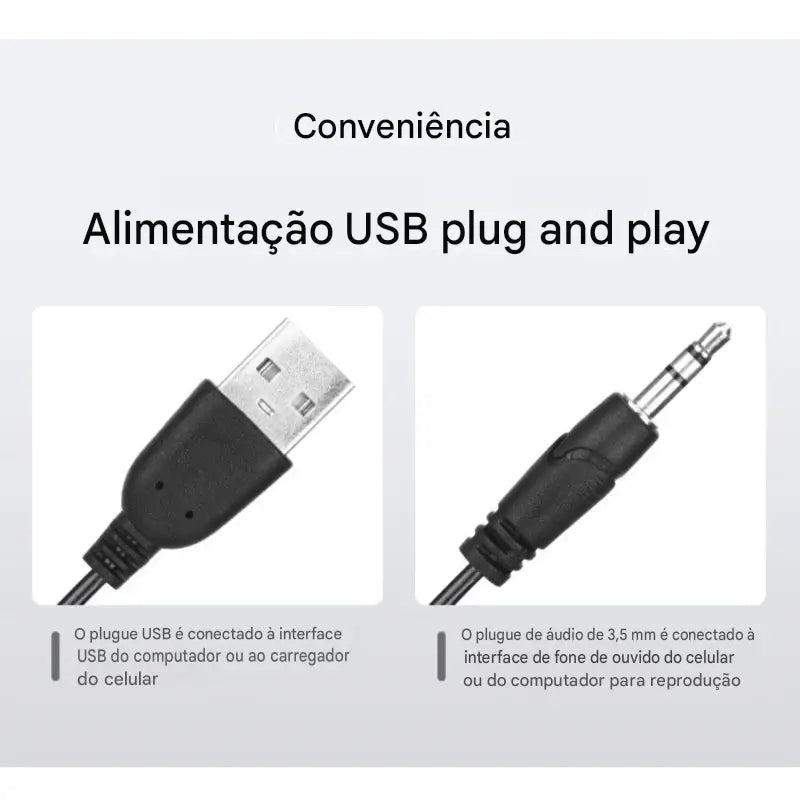 Caixa de Som USB SUOLIQI - 2 Alto-falantes Estéreo para PC Desktop Notebook e Celular