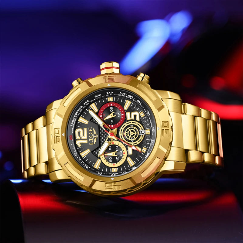 Relógio LIGE Sport Military Cronógrafo - Quartzo 5ATM Aço Inoxidável Luminoso