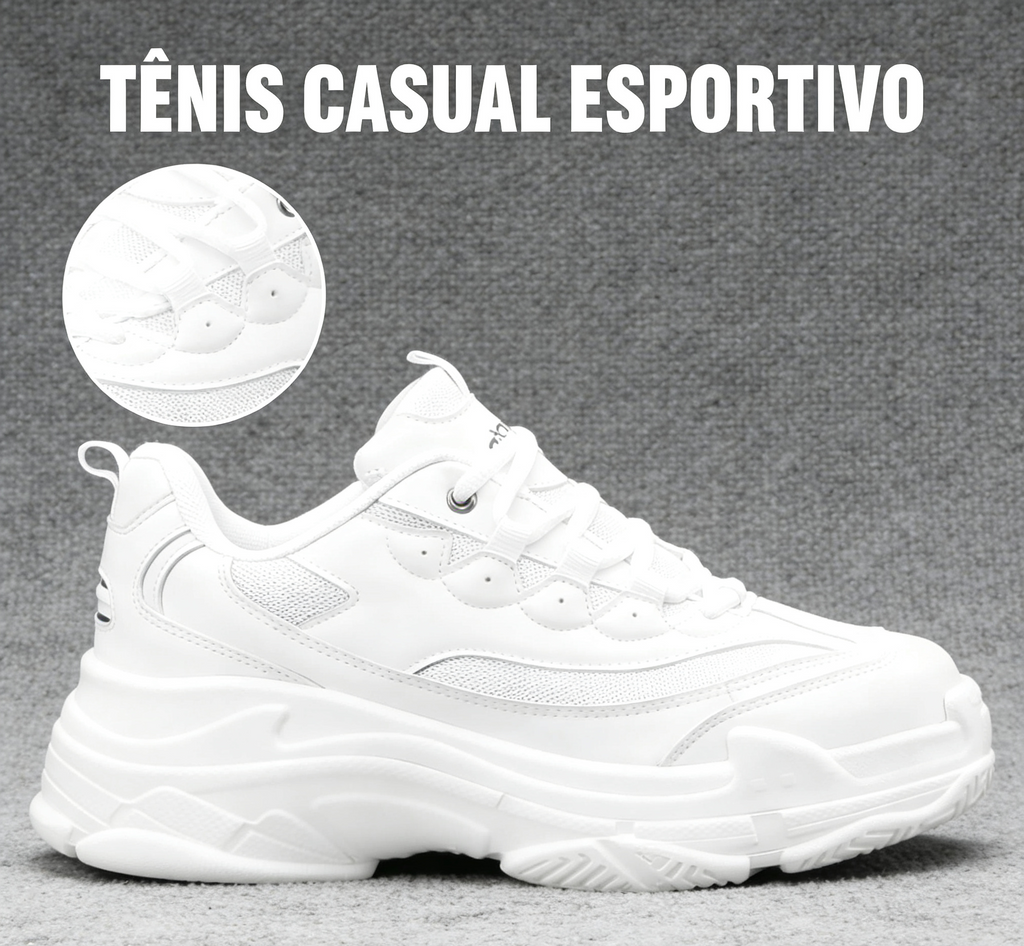Tênis Unissex Casual | Nylon Respirável | Solado EVA | Branco e Bege | Nº 39 ao 44