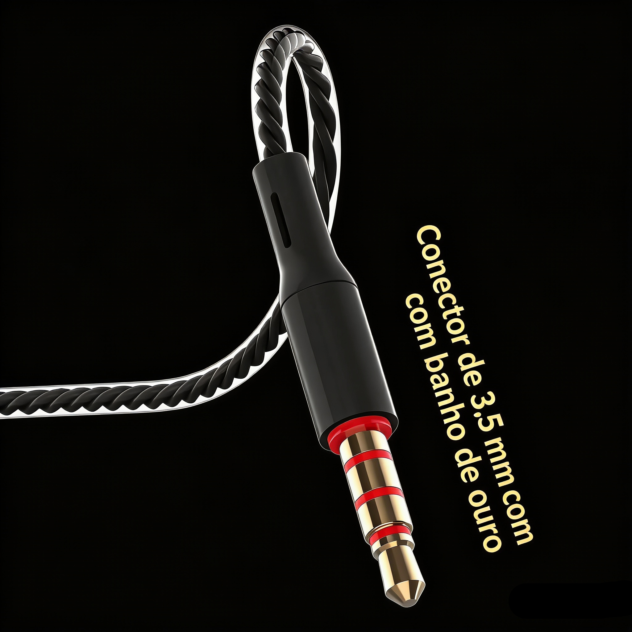 Fone de Ouvido com Fio 3.5mm - HiFi Bass Stereo com Microfone - Para Celular e PC