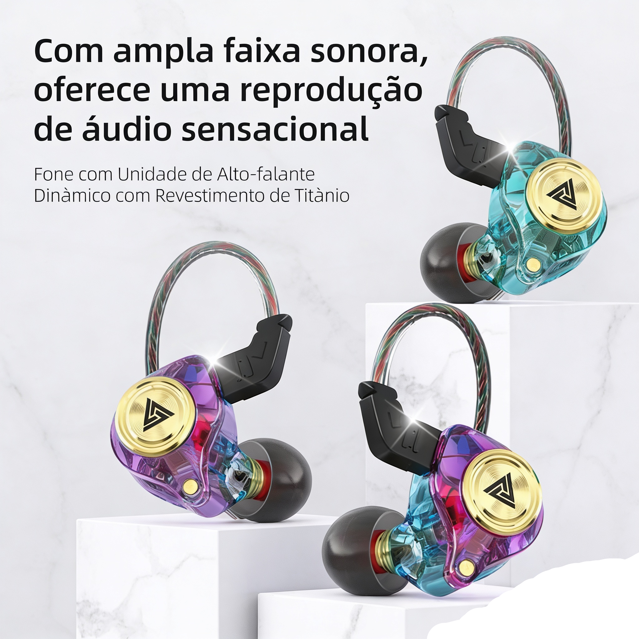 Fone de Ouvido QKZ AK3 com Microfone - HiFi Bass Stereo - Para Celular e PC