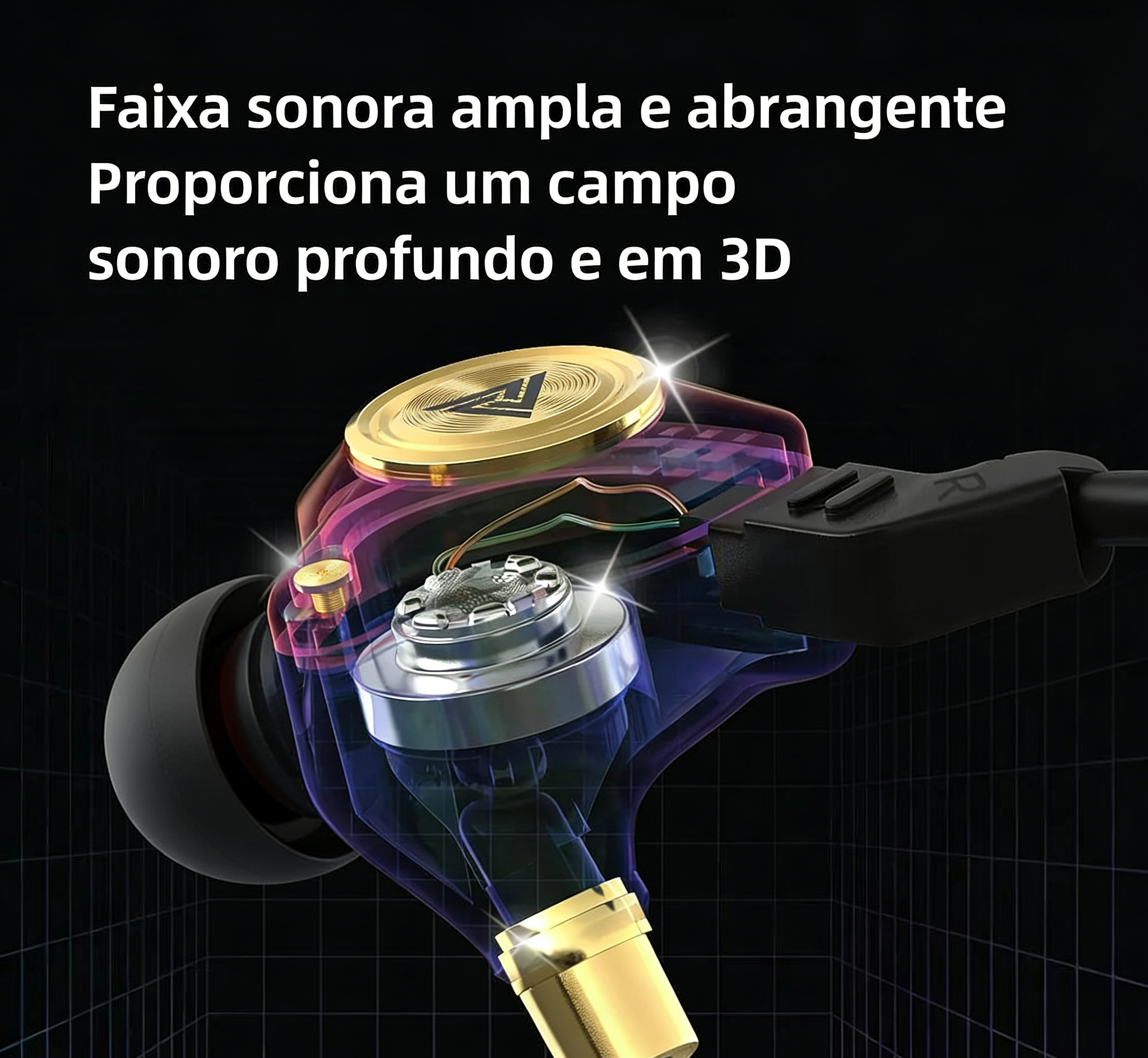 Fone de Ouvido QKZ AK3 com Microfone - HiFi Bass Stereo - Para Celular e PC