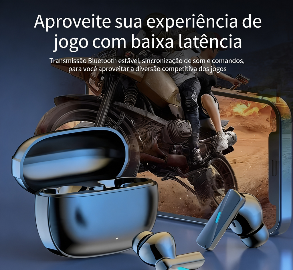 Fone de Ouvido TWS VIKEFON Bluetooth 5.3 - Cancelamento de Ruído, À Prova D'água, Microfone