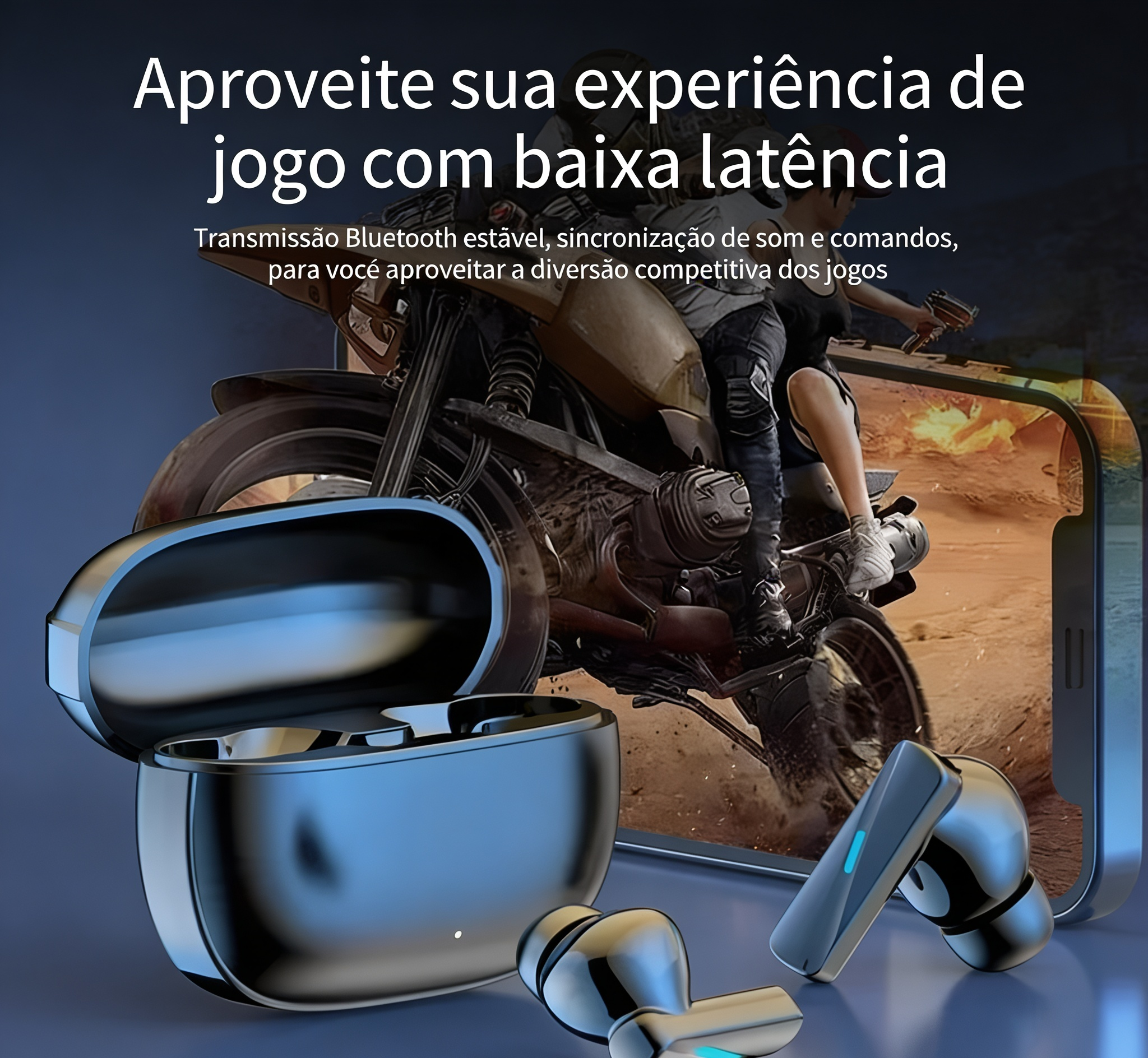 Fone de Ouvido TWS VIKEFON Bluetooth 5.3 - Cancelamento de Ruído, À Prova D'água, Microfone