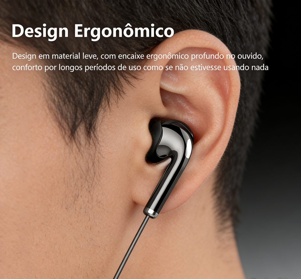 Fone Bluetooth 5.3 Neckband com Display LED - Estéreo Gamer À Prova d'Água com Microfone