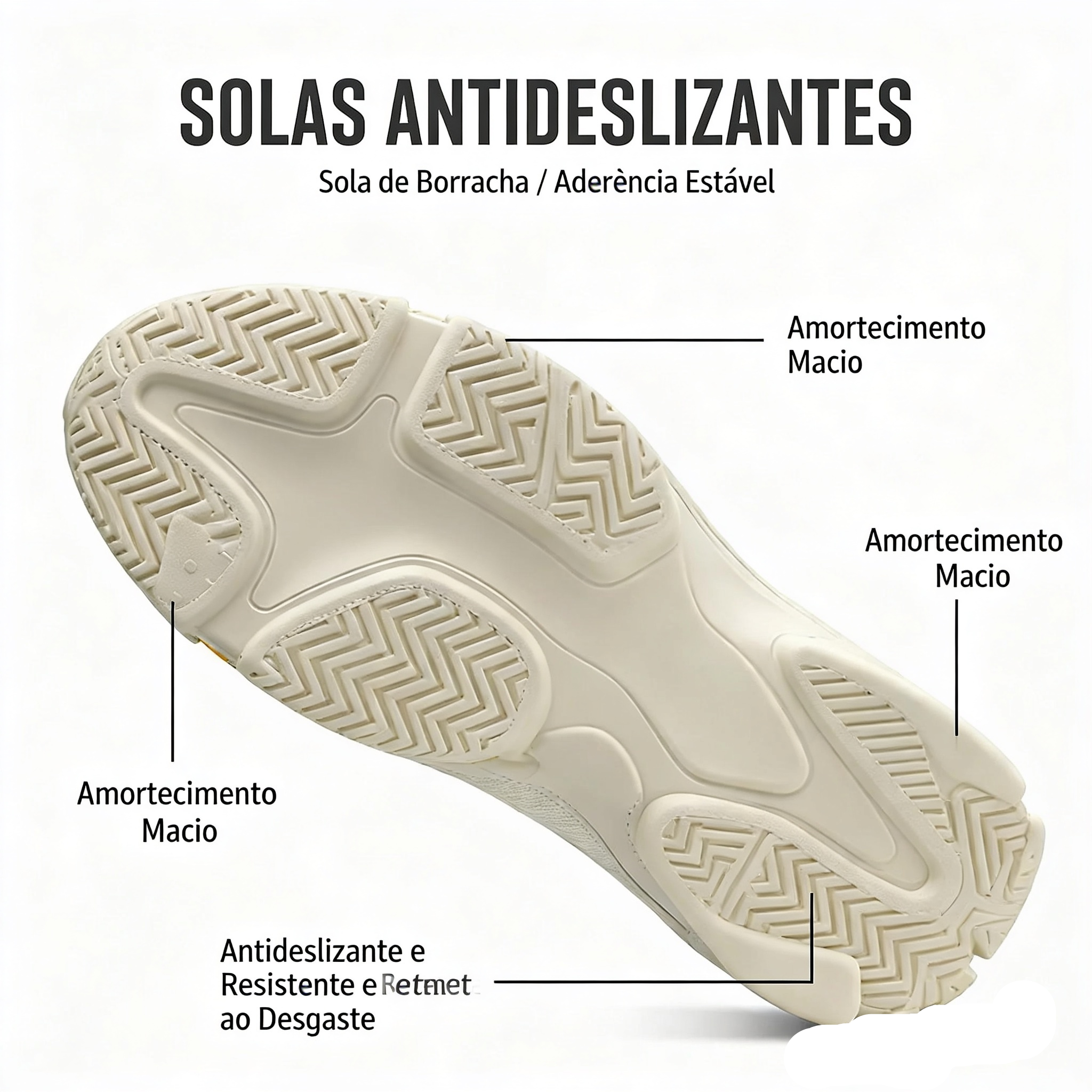 Tênis Unissex Casual | Nylon Respirável | Solado EVA | Branco e Bege | Nº 39 ao 44