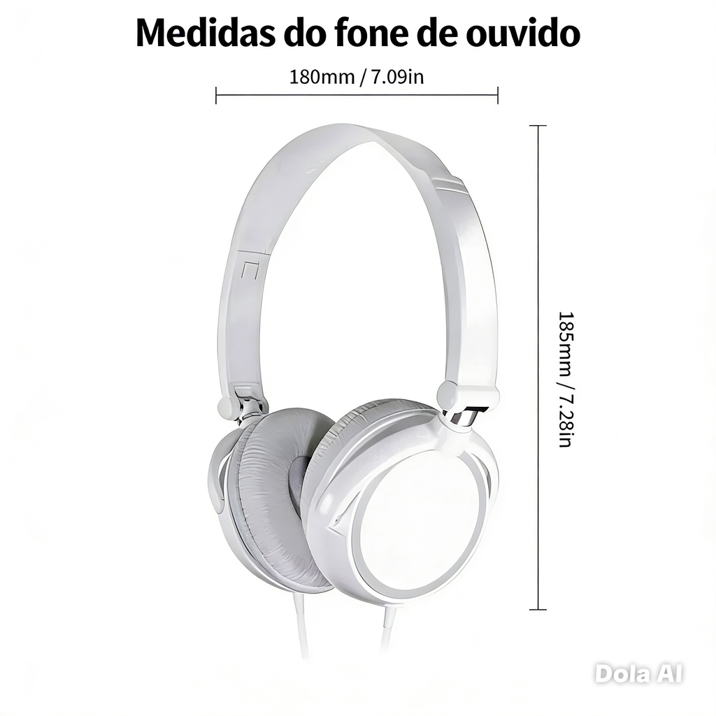 Headphone Gamer com Fio 3.5mm VIKEFON - Bass Estéreo, Dobrável, Microfone | Branco e Preto