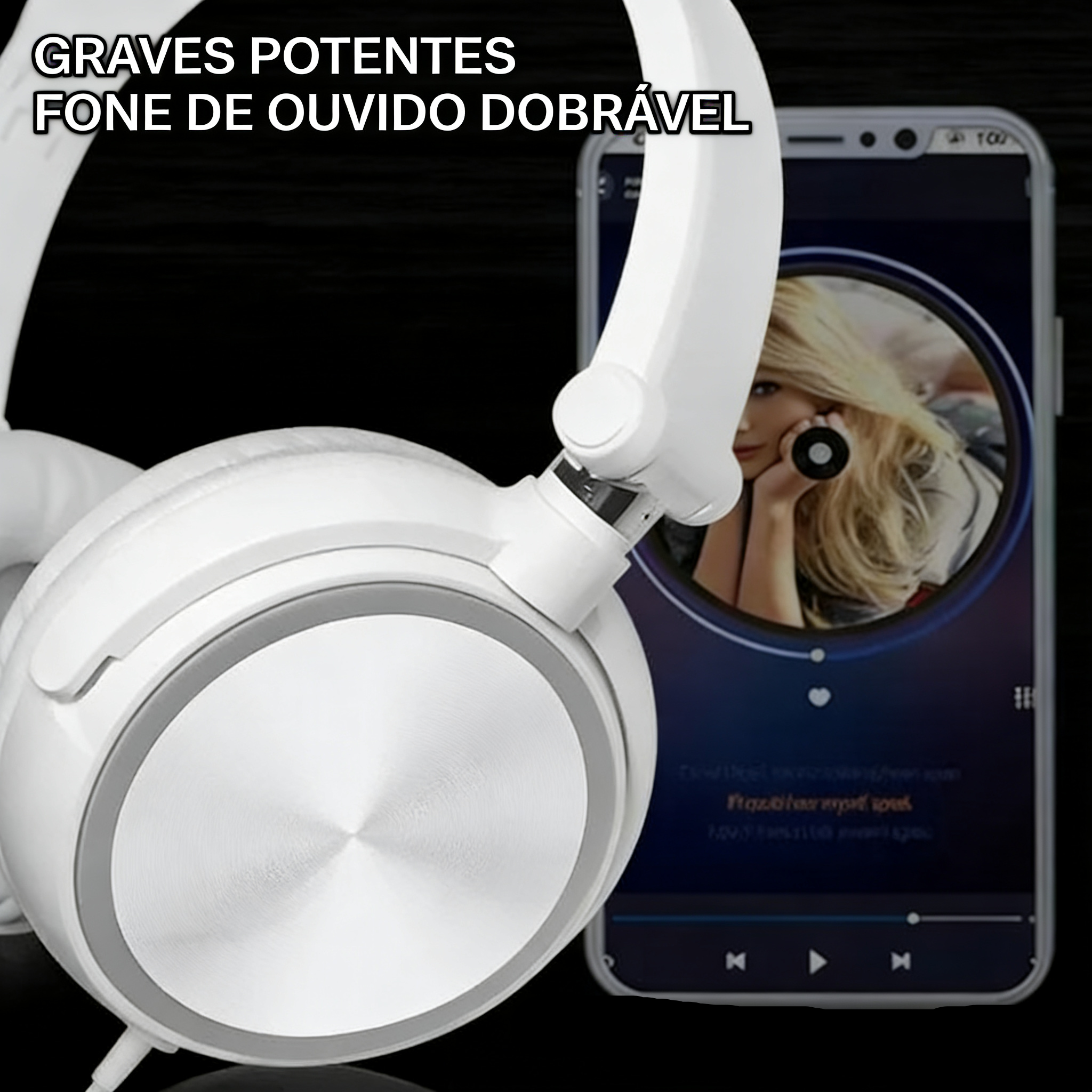 Headphone Gamer com Fio 3.5mm VIKEFON - Bass Estéreo, Dobrável, Microfone | Branco e Preto