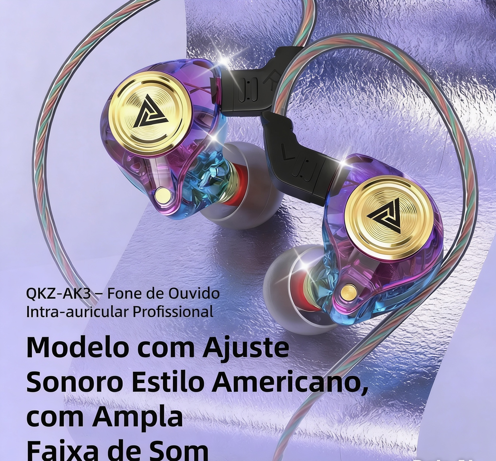 Fone de Ouvido QKZ AK3 com Microfone - HiFi Bass Stereo - Para Celular e PC