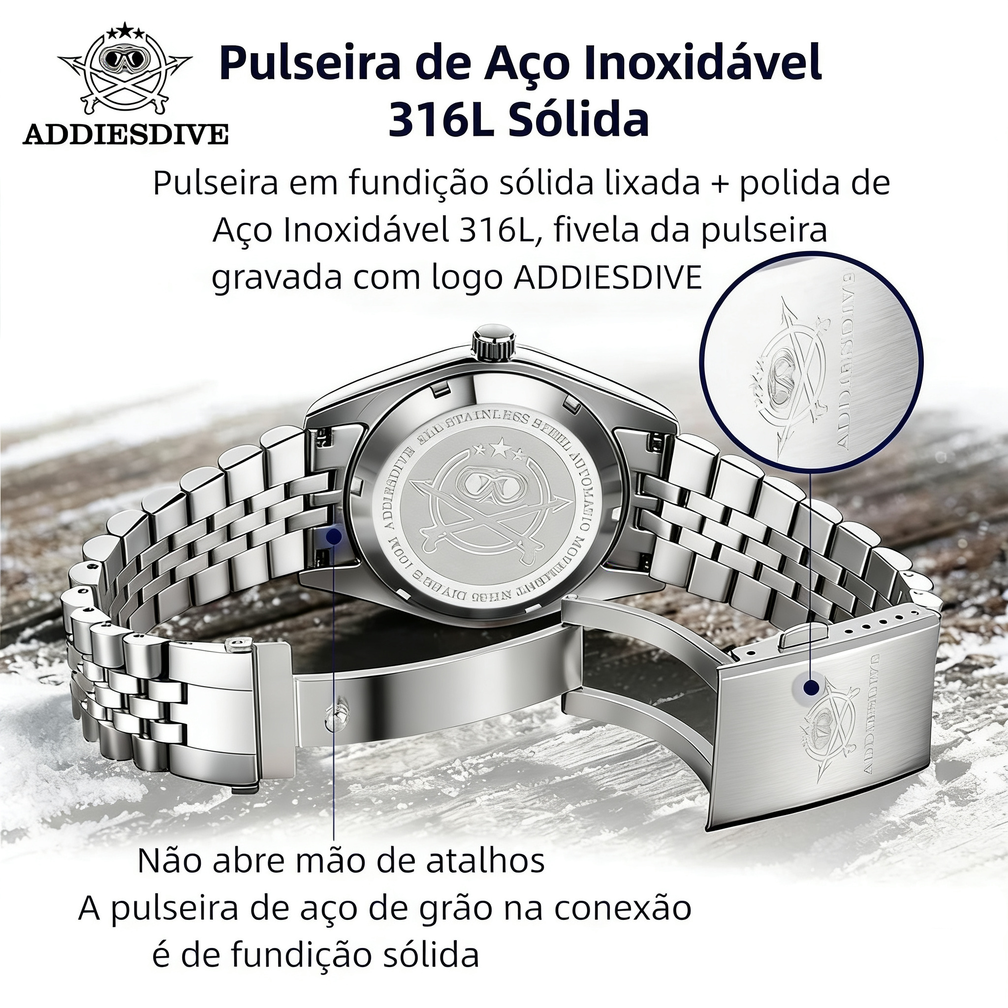 Relógio ADDIESDIVE AD2118 Automático - NH35A Safira 10ATM Mergulho Business Luxo